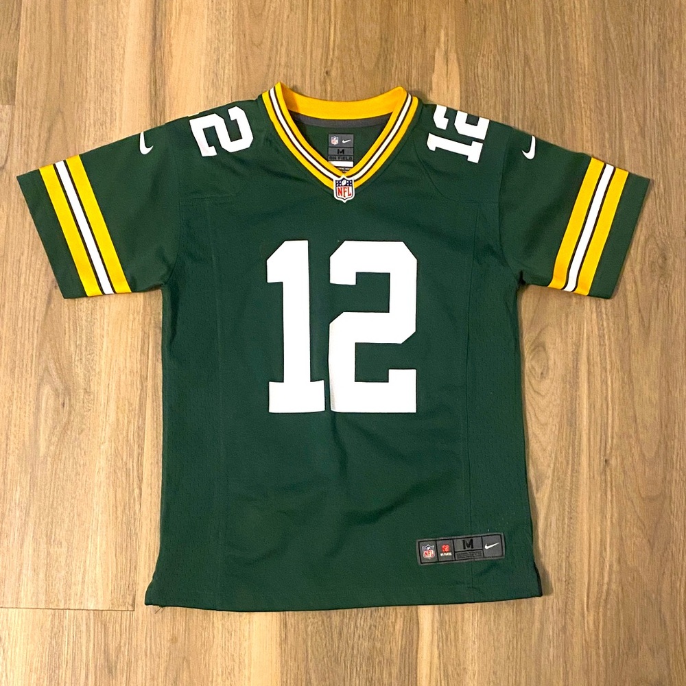 Aaron Rodgers On Field NFL Green Bay Packers Youth Green Jersey